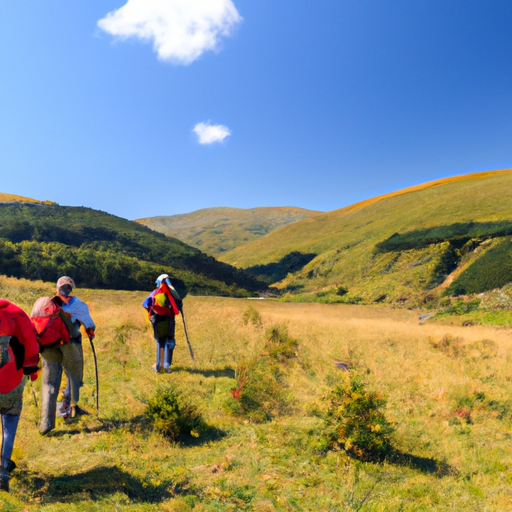A group of hikers trekking through a beautiful mountain landscape